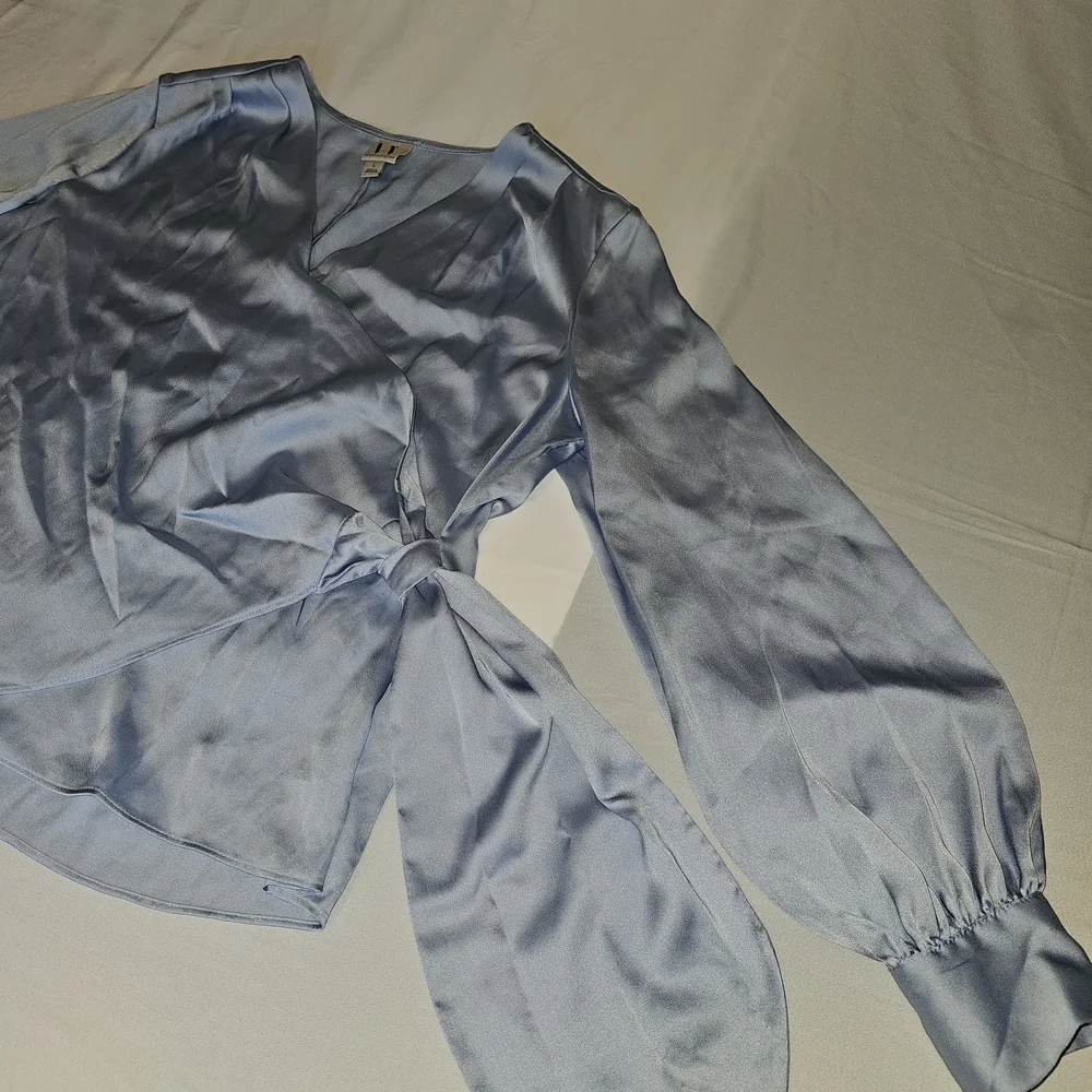 Worthington Soft Blue Wrap Blouse - Picture 10 of 16